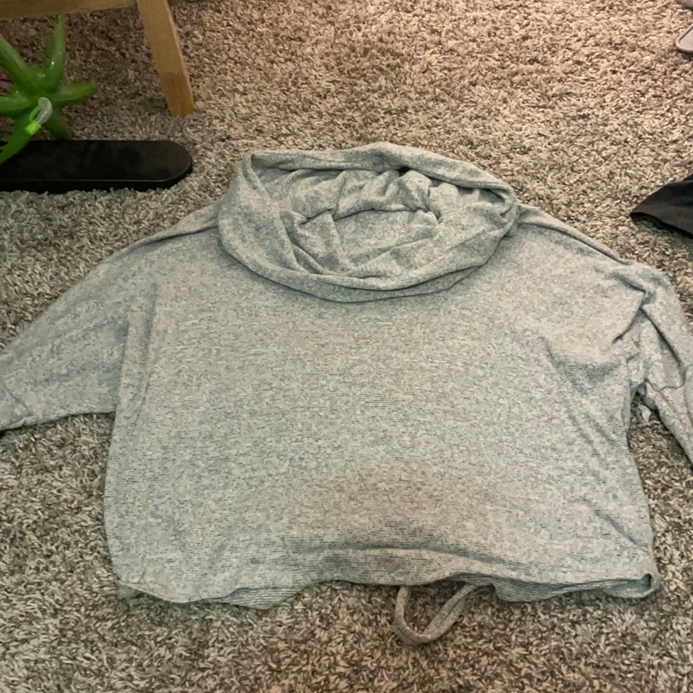 Ariella, cowl neck sweater, very soft, lace up detail